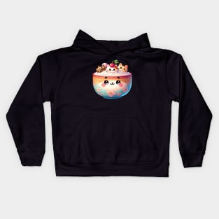 Kawaii Kitty Rice Bowl Kids Hoodie